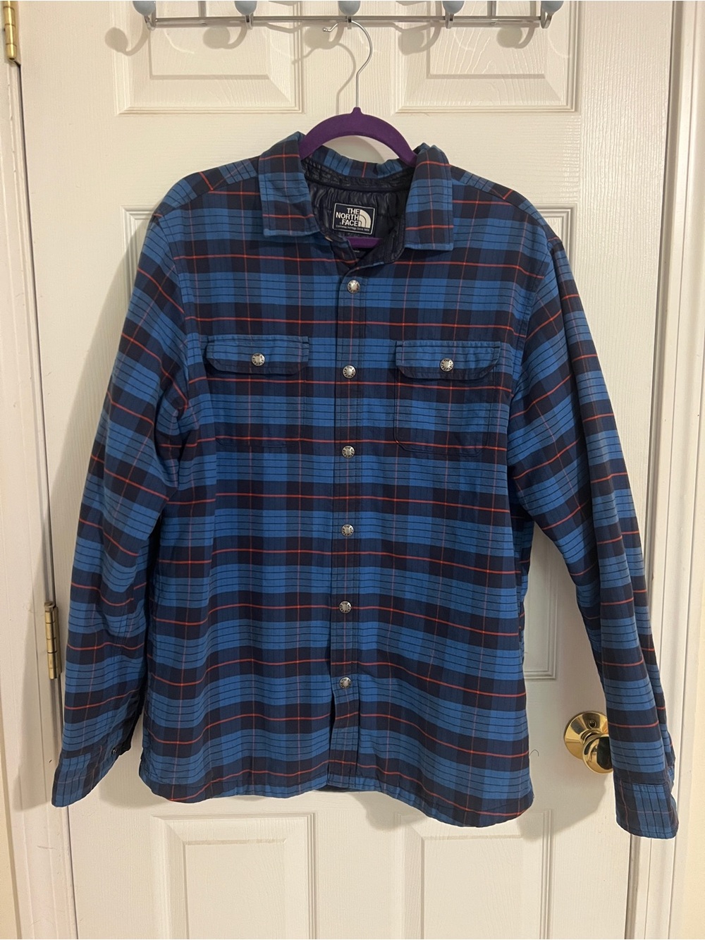 The North Face Blue Plaid insulated Lined Shirt Jacket